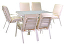 Set da Giardino Tavolo e 6 Sedie in Acciaio Ruston Bianco e Crema