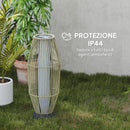 Lampada Solare da Terra da Giardino Ø26x72 cm con Illuminazione LED in PE Rattan e Acciaio Grigio  
