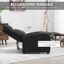 Poltrona Reclinabile con Poggiapiedi 69.2x88.3x101 cm in Tessuto Effetto Lino Nero 