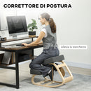 Sedia Ergonomica con Inginocchiatoio 51x69x58 cm in Legno di Betulla e Cuscini Grigio  