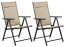 Set 2 Sedie Pieghevoli da Giardino 57x67x107 cm in Metallo e Textilene Beige