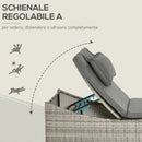 Lettino Prendisole da Giardino 60x200x40 cm in Rattan PE Grigio