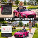 Macchina Elettrica per Bambini 3-6 Anni 12 V Audi R8 Spyder 107x58x44 cm 3-5 km/h con 2 Motori e Telecomando in PP Rosa      