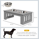Ciotole Rialzate per Cani Taglia Piccola 2 Ciotole in Acciaio Supporto in MDF Grigio Chiaro   