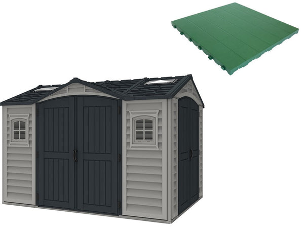 Boden für Gartenbox 326 x 240 x 235 cm aus grünem Kunststoff sconto