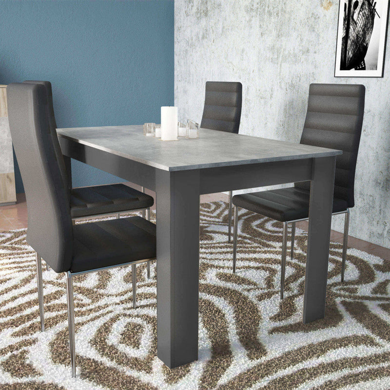 Tavolo Pepper 138x80x75 cm in Truciolare bilaminato Antracite e Grigio effetto Cemento