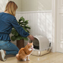 Lettiera Gatto Chiusa L 52,4x41,3x39,9 cm con Maniglia Paletta Pacchetto Deodorante e Antiperdita in Acciaio Inox e ABS Grigio      