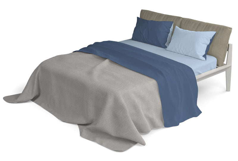 Set Lenzuola Sopra Sotto e Federe Doubleface Avio\/Azzurro Varie Misure