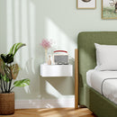 Comodino Sospeso Moderno 40x30x15 cm con Cassetto in Legno Bianco   