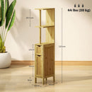 Mobile a Colonna 2 Ripiani 2 Armadietti 18x30x120 cm in bambù laccato e MDF Colore Legno   
