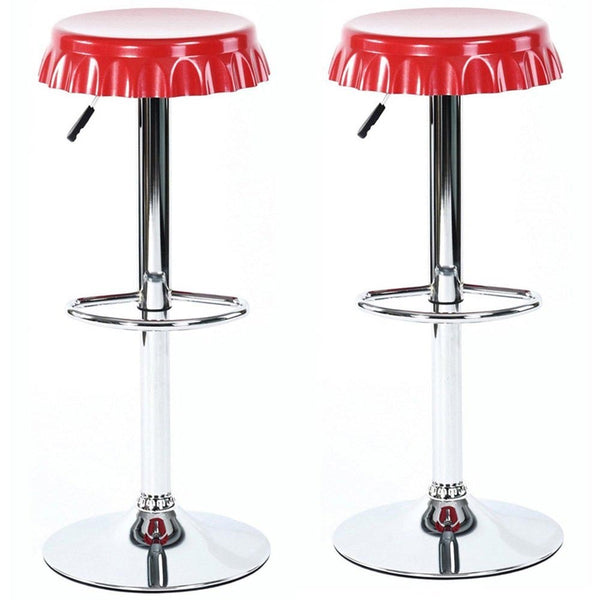 Set 2 Sgabelli Bar Cucina Seduta Forma Tappo Bottiglia Sgabello Girevole Rosso acquista