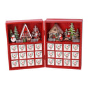 Calendario dell'Avvento in Legno con Led rosso cm 36x6xh24