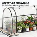 Letto per Orto Rialzato 100x49x136 cm con Copertura Mini Serra e Foro di Drenaggio in Metallo e Plastica Nero      