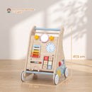 Carrello Primi Passi per Bambini 1-3 Anni 37x33,5x47,5 cm con Pannello Attività Bifacciale Rimovibile in Compensato      