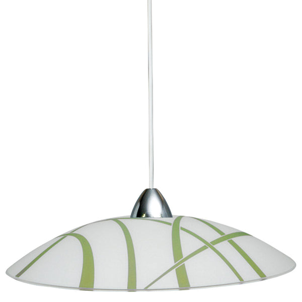 Aufhängung D50 1xE27 Rahmen Weiß-Chrom Glasplatte Weiß-Grün E-Energy Dario sconto