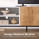 Mobile Porta TV fino a 55 Pollici 140x36,5x50 cm con Ripiani Regolabili e Armadietto in Legno Bianco      