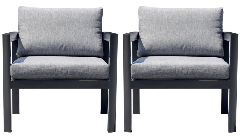 Poltrona da Giardino 70x75x60 cm in Alluminio Grigio con Cuscini Grigio