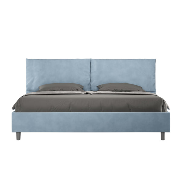 sconto Letto Matrimoniale Imbottito in Microfibra Antea Large Azzurro Varie Misure