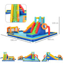Castello Gonfiabile per Bambini 590x460x220 cm con Scivolo Porta e Canestro in Tessuto Oxford