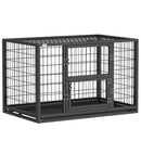 Gabbia per Cani Robusta 94x60x64 cm con Vassoio Rimovibile e Doppia Porta in Acciaio e Plastica Nero      