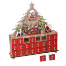Calendario dell'Avvento in Legno con Led albero rosso cm 31x8xh34,5