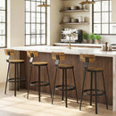 Set 2 Sgabelli da Bar Stile Rustico 37x47x96 cm con Poggiapiedi in Legno e Metallo Marrone      