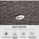 Set Salotto da Giardino in Rattan Sintetico 2 Divani 2 Pouf e Tavolino Grigio 