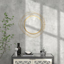 Specchio Moderno e Rotondo Decorativo a Muro con Ganci Ø65x1 cm in Vetro e Metallo Oro