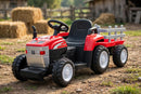 Trattore Elettrico per Bambini 12V con Rimorchio Rosso