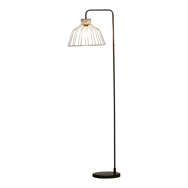Stehlampe 44x34x154 cm aus Metall und schwarzem Rattan online