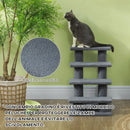 Scaletta per Gatti a 4 Gradini 61x41x60 cm con Rivestimento in Peluche Grigio  
