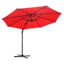 Ombrellone Decentrato da Giardino in Alluminio Ø2.95x2.5m 360° Rosso 