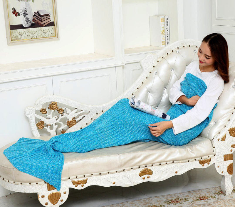 Coperta in Acrilico 180x100 cm Coda di Sirena Celeste