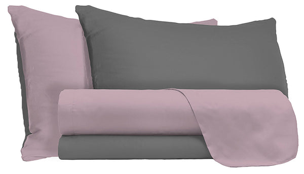 sconto Satz Bettlaken und Kissenbezüge, wendbar, Antikrosa/Rauch, verschiedene Größen