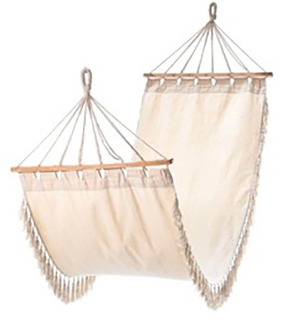 Gartenhängematte 2x1m aus Stoff mit weißen Fransen online