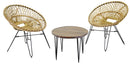 Set Salotto da Giardino 2 Poltrone e Tavolino in Rattan Luna Naturale