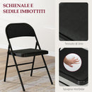 Set 6 Sedie Pieghevoli con Seduta Imbottita e Struttura in Acciaio Nero  
