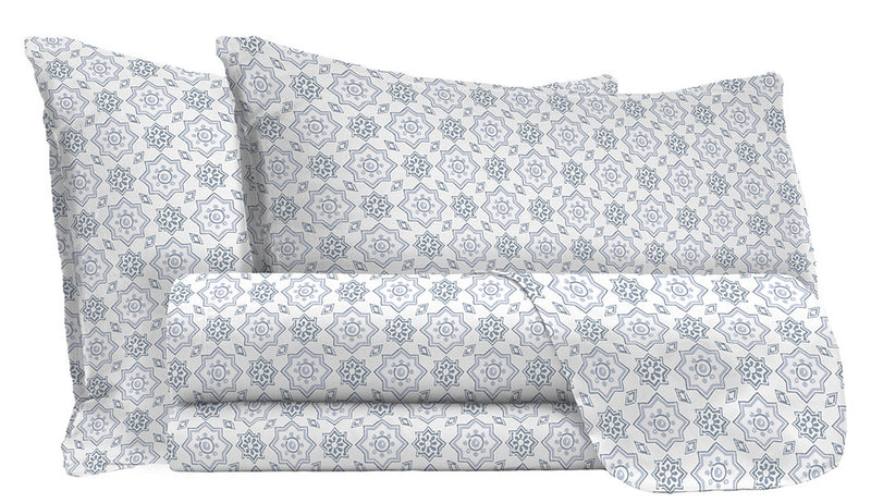 Set Lenzuola Matrimoniale con Stampa Sopra Sotto e Federe in Cotone Athena Dora Grigio