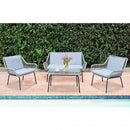 Set Salotto da Giardino Divano 2 Poltrone e Tavolino con Cuscini in Acciaio Grigio