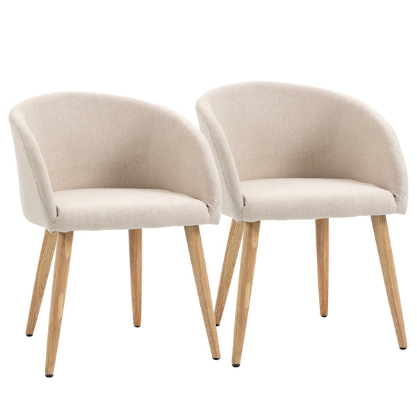 Set di 2 Sedie da Pranzo Stile Scandinavo 55x56x74 cm Imbottite in Tessuto Beige prezzo