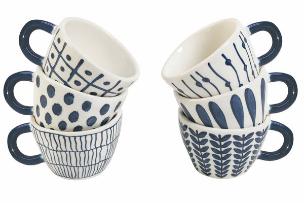 sconto Set mit 6 Kaffeetassen aus Steinzeug 90 ml Villa d'Este Home Tivoli Masai Blue