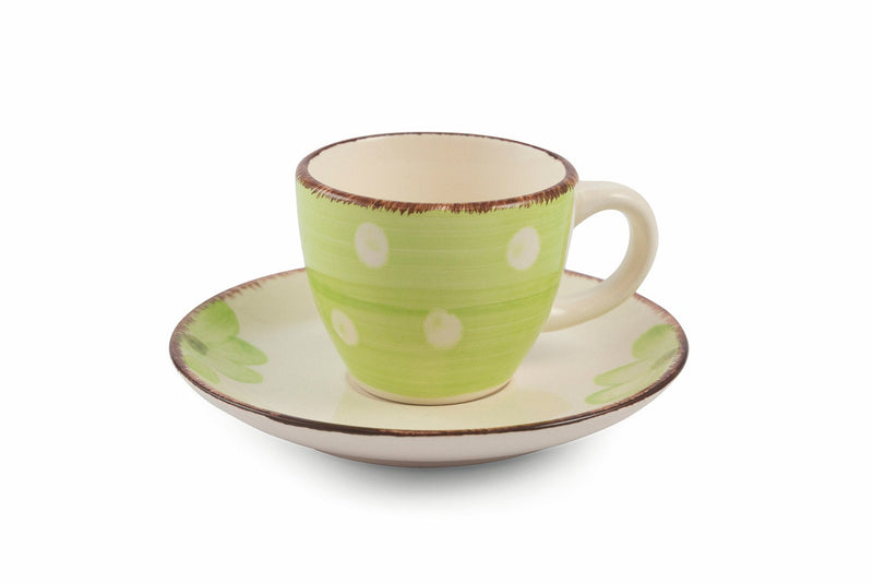 Set 6 Tazzine Caffè con Piattino in Gres 50 ml Villa d'Este Home Tivoli Margarita