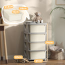 Cassettiera per Cameretta 4 Cassetti 37x37x76 cm in Plastica Crema   