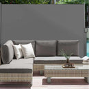Tenda Sole Laterale Retrattile 180x300 cm Telo Frangivista Avvolgibile in Poliestere Grigio      