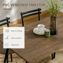 Set Tavolo e 4 Sedie in Acciaio e MDF Noce