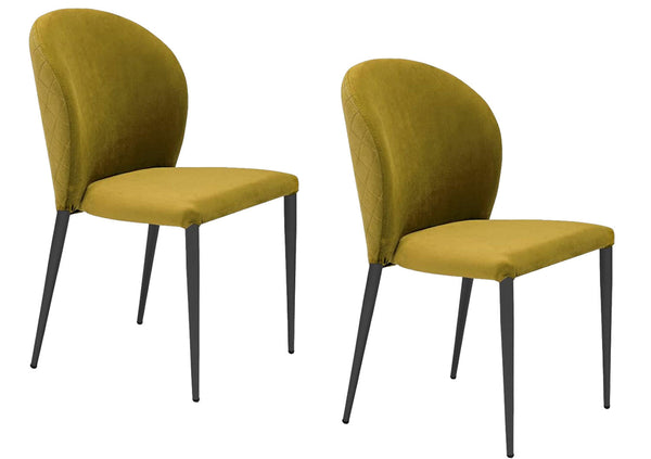 acquista Set 2 sedie Imbottite 45x58x86,5 cm In Tessuto Tiffany Ghibili Lux Senape