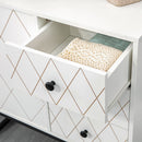 Cassettiera 3 Cassetti 1 Anta 70x35x75 cm in Acciaio e MDF Bianco