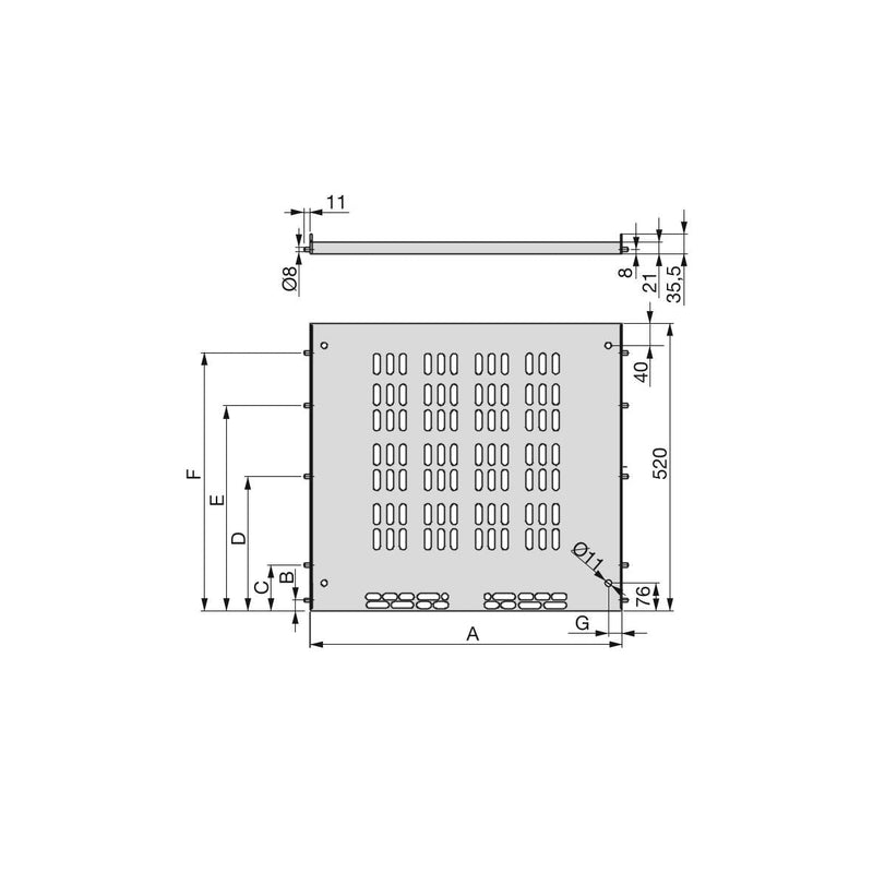 Base di Ventilazione per Frigorifero ad Incasso Spessore Tavola 16 Plastica Nera Emuca