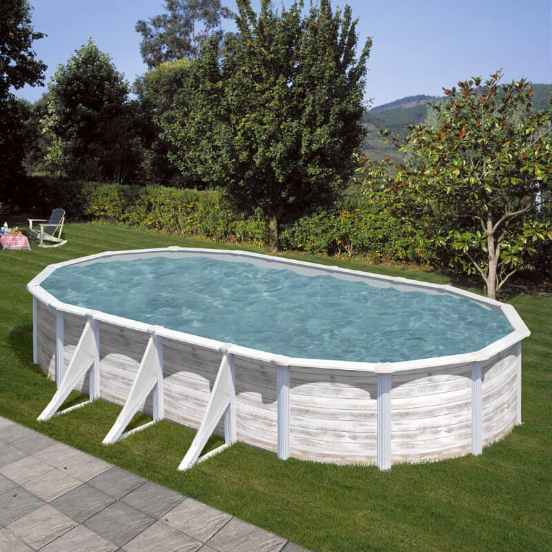 Piscina Ovale Fuori Terra 730x375xh120 cm in Acciaio e PVC Gre Finlandia