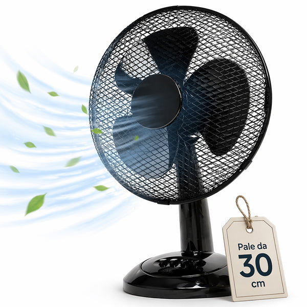 online Ventilatore da Tavolo Ø30 cm Potenza 35W con 3 Velocità Silenzioso Nero